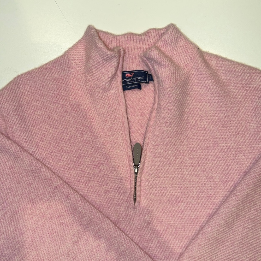 Pink 1/4 Zip Vineyard Vines Cashmere Light Pink Quarter-Zip Pullover Sweater